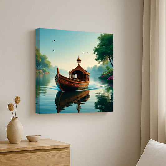 Flow. Serenity. Reflective Canvas Wall Art Stretched Frame Painting