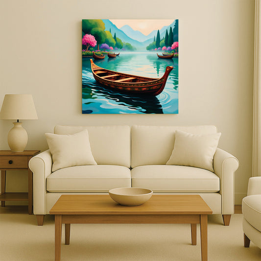 Nature’s mirror: reflecting beauty around every bend Canvas Wall Art Stretched Frame Painting