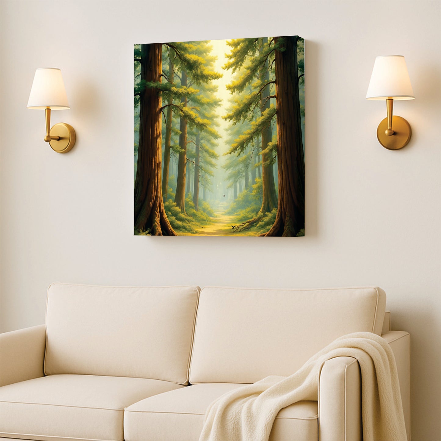 Into the Woods – Nature Canvas Wall Art Stretched Frame Painting