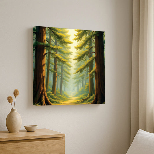 Into the Woods – Nature Canvas Wall Art Stretched Frame Painting