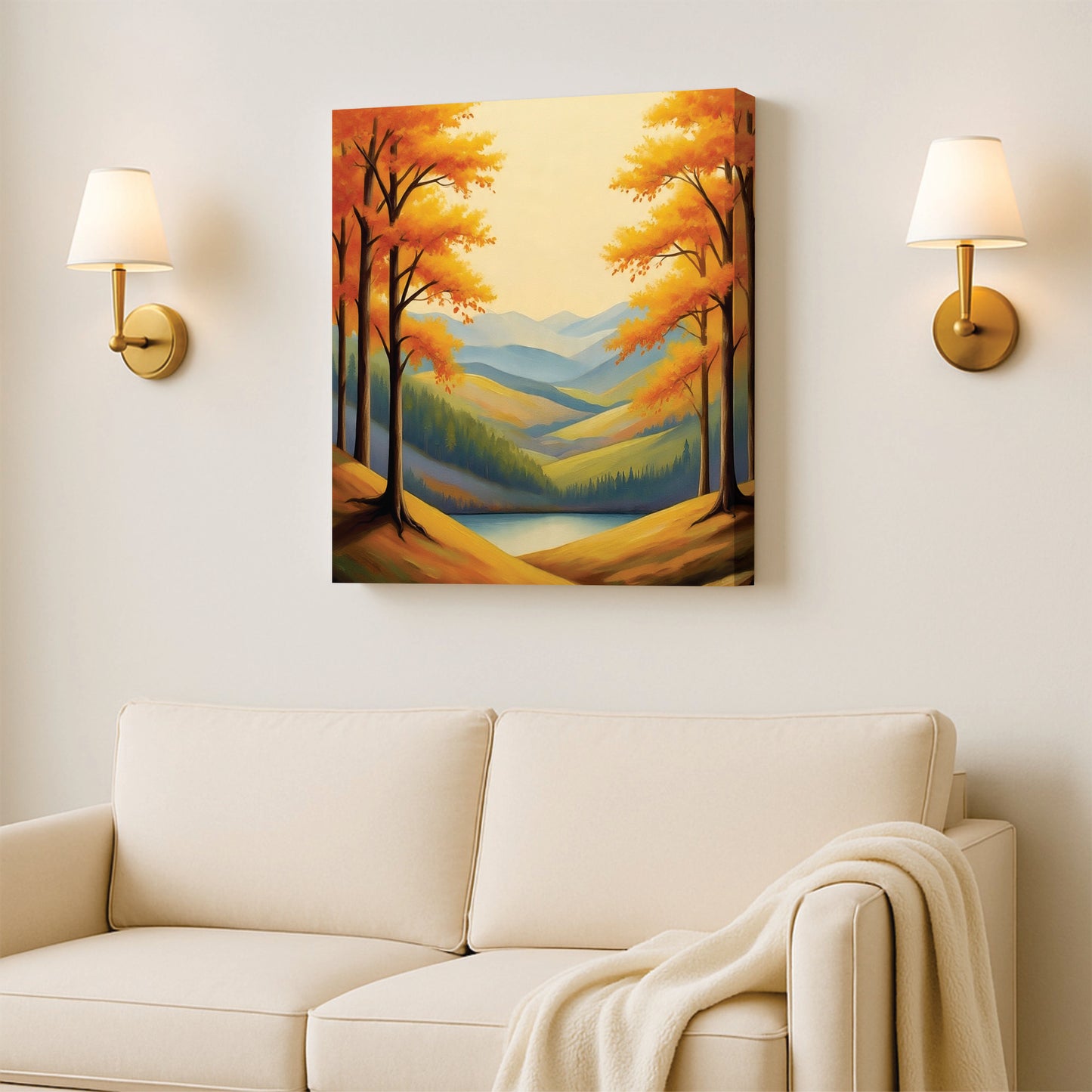 "Evergreen Escape – Living Room Canvas Wall Art Stretched Frame Painting