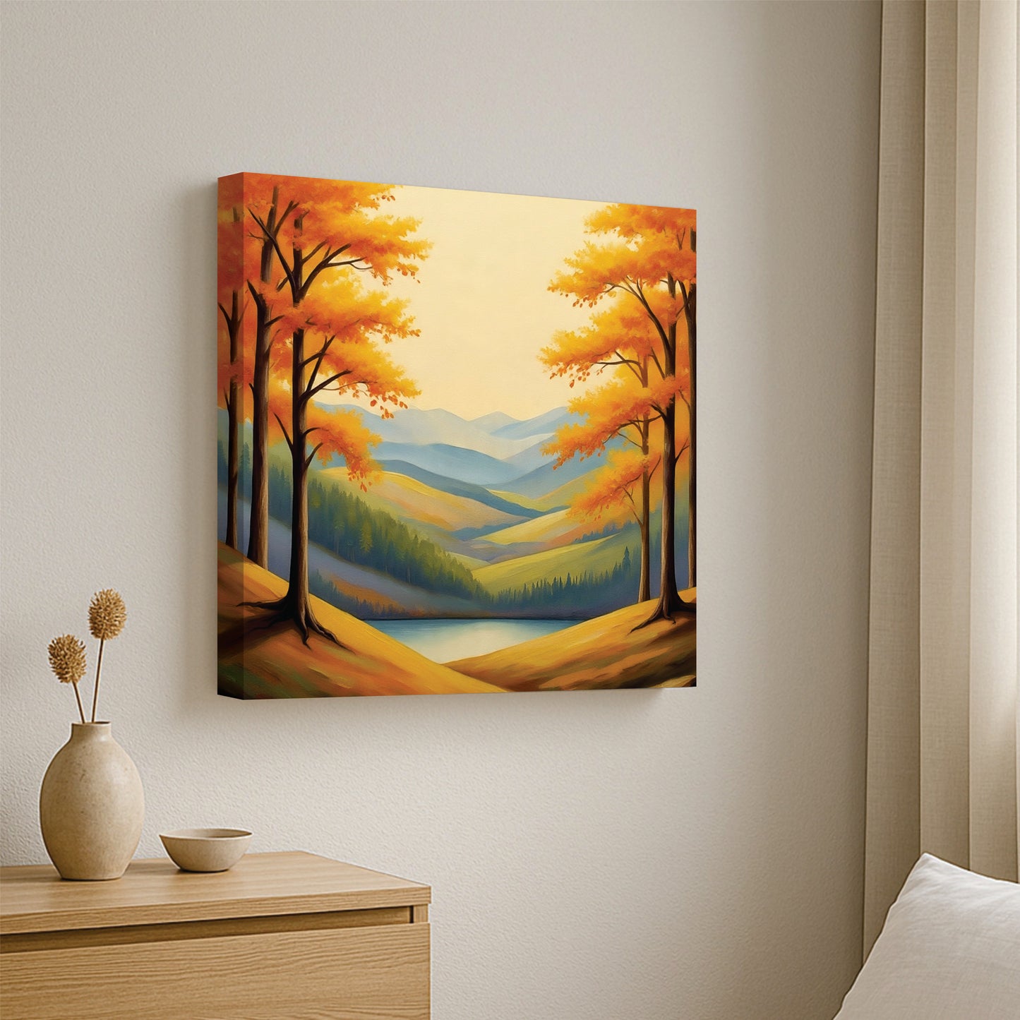 "Evergreen Escape – Living Room Canvas Wall Art Stretched Frame Painting