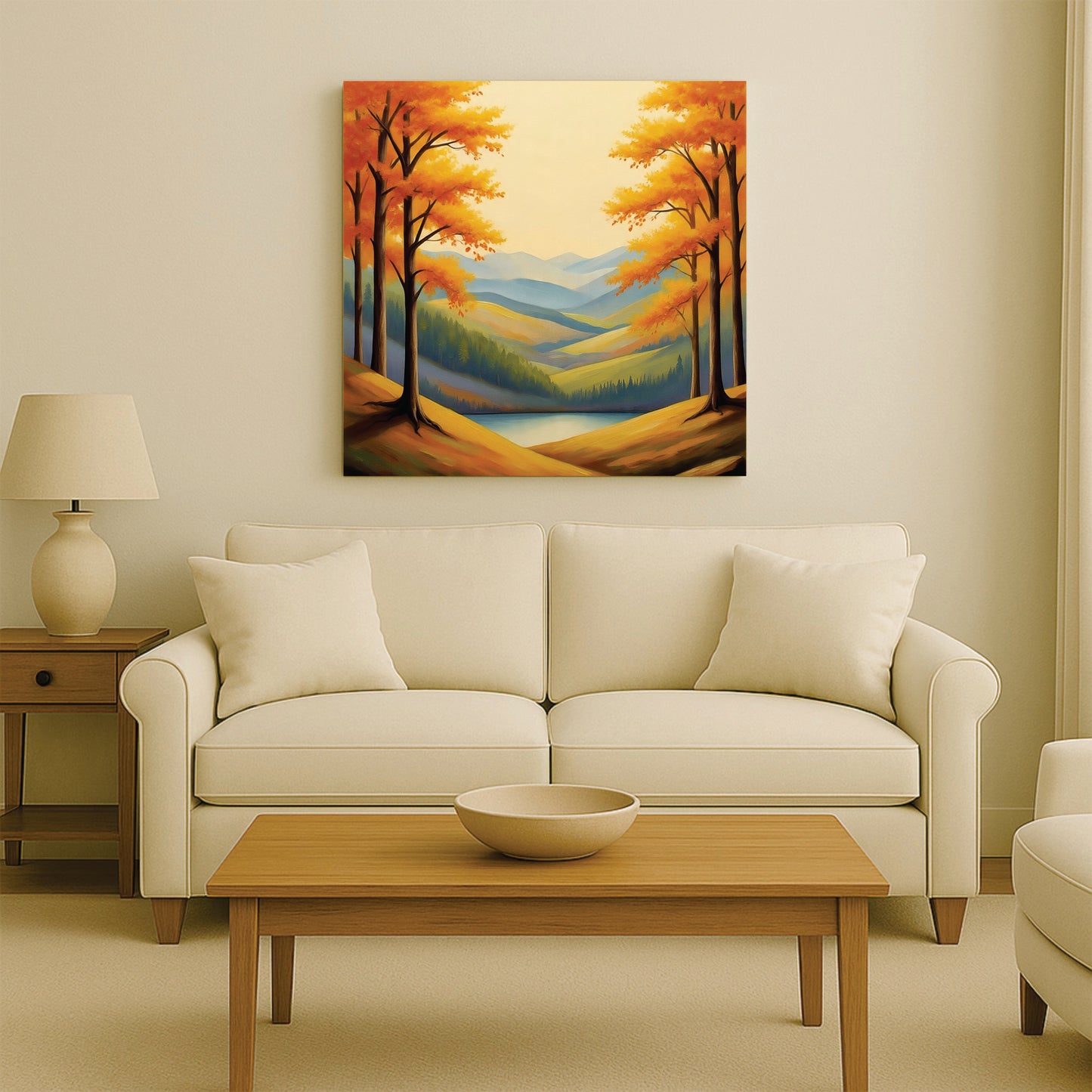 "Evergreen Escape – Living Room Canvas Wall Art Stretched Frame Painting