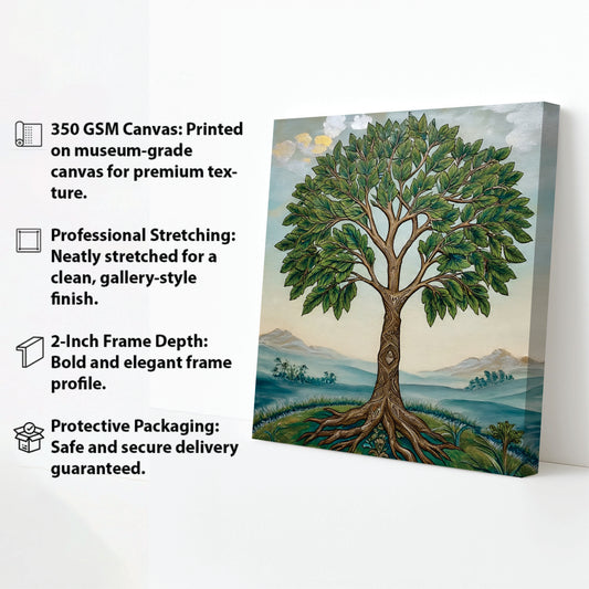 Majestic Tree of Life Canvas Wall Art Stretched Frame – Digital Painting