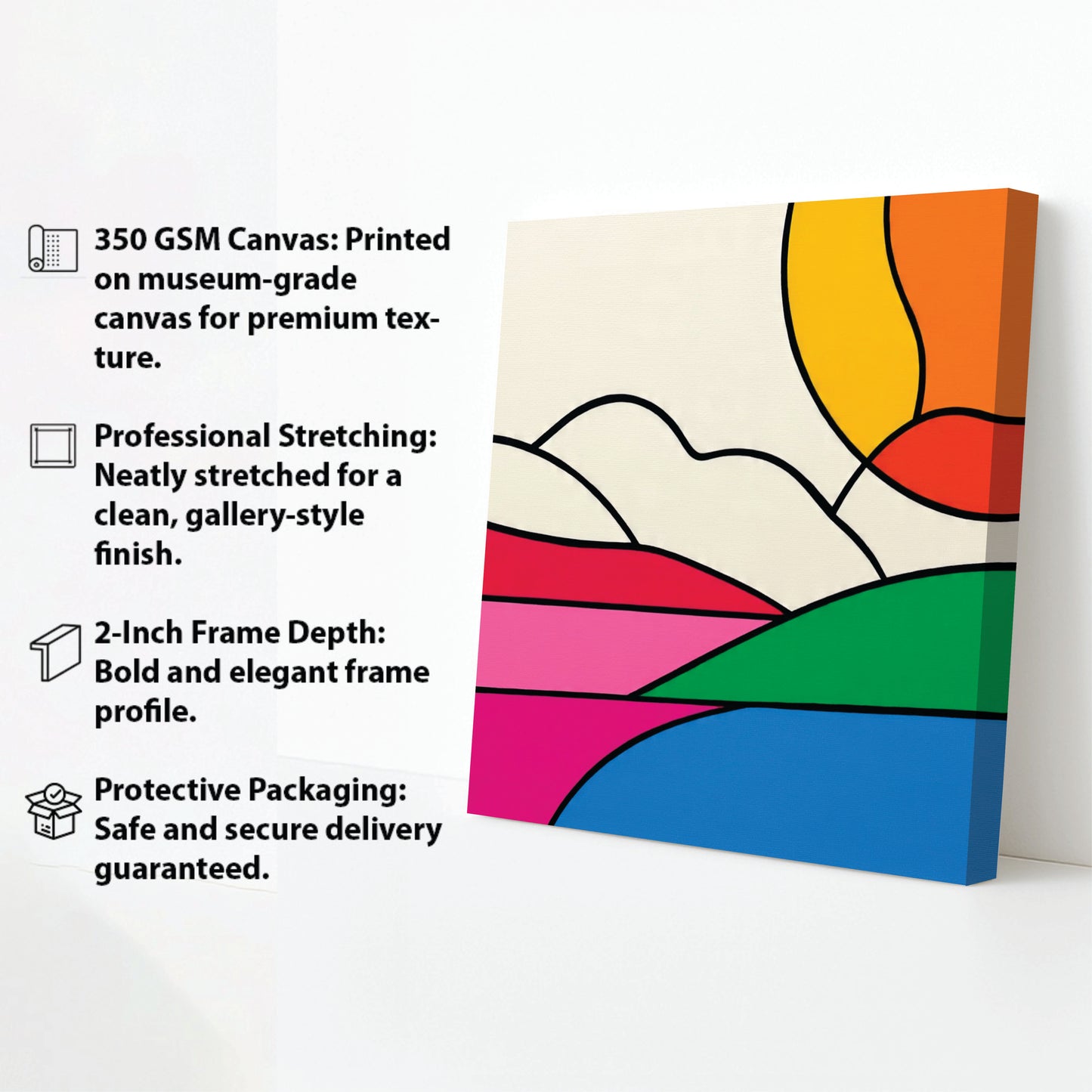 Abstract Landscape Canvas Wall Art Stretched Frame – Modern Digital Painting