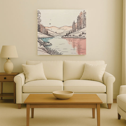 Scenic Abstract Canvas Wall Art Stretched Frame – Vibrant Nature-Inspired Painting