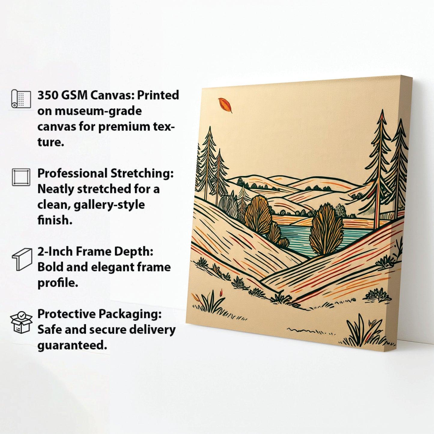 Modern Horizon Digital Canvas Stretched Frame – Minimal Landscape Wall Décor