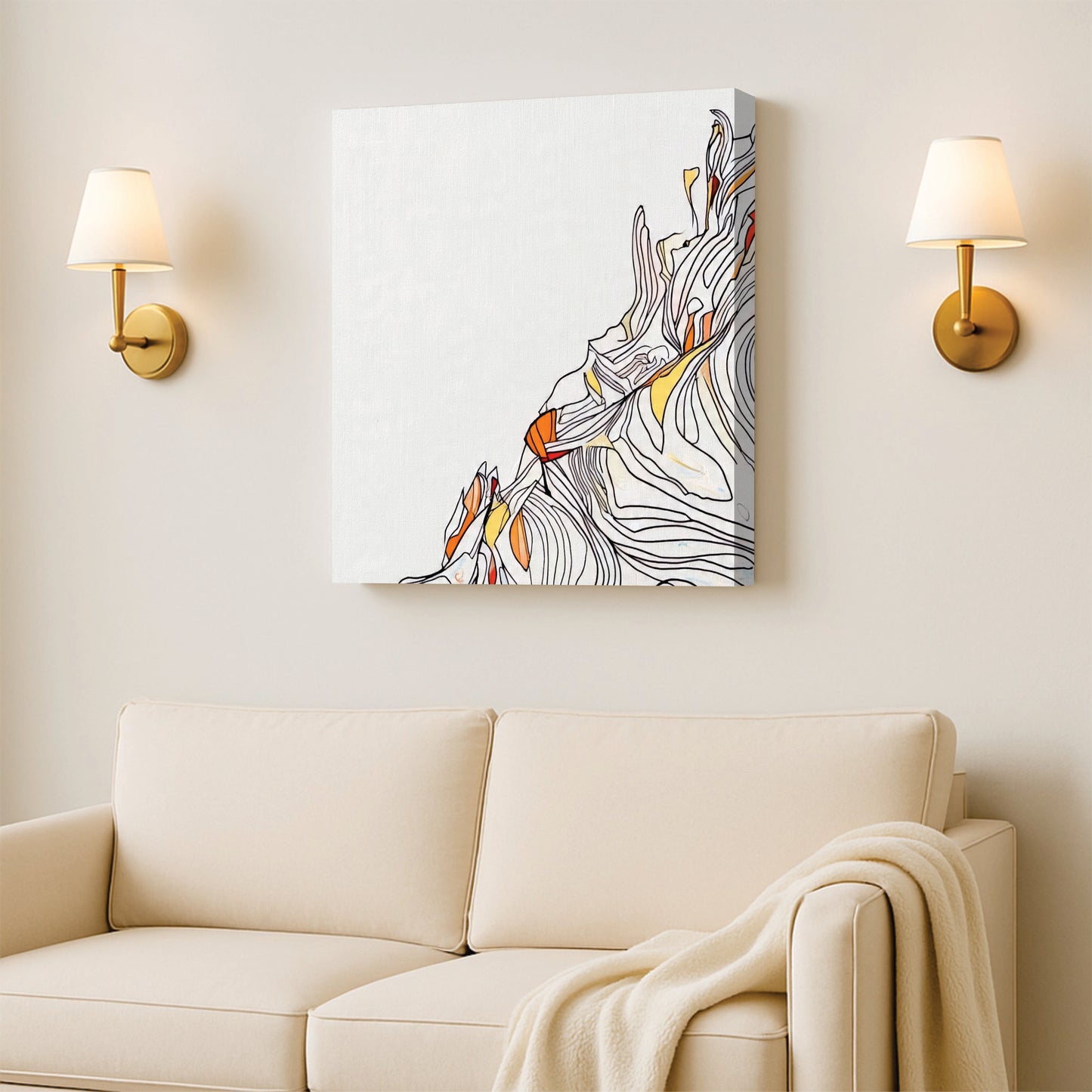 Contemporary Abstract Canvas Wall Stretched Frame – Vibrant Digital Painting