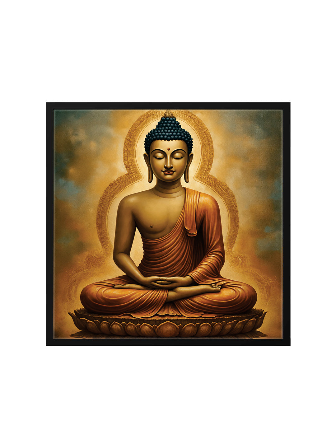 Flame of Wisdom in Quiet Reflection Canvas Wall Art Black Frame Painting