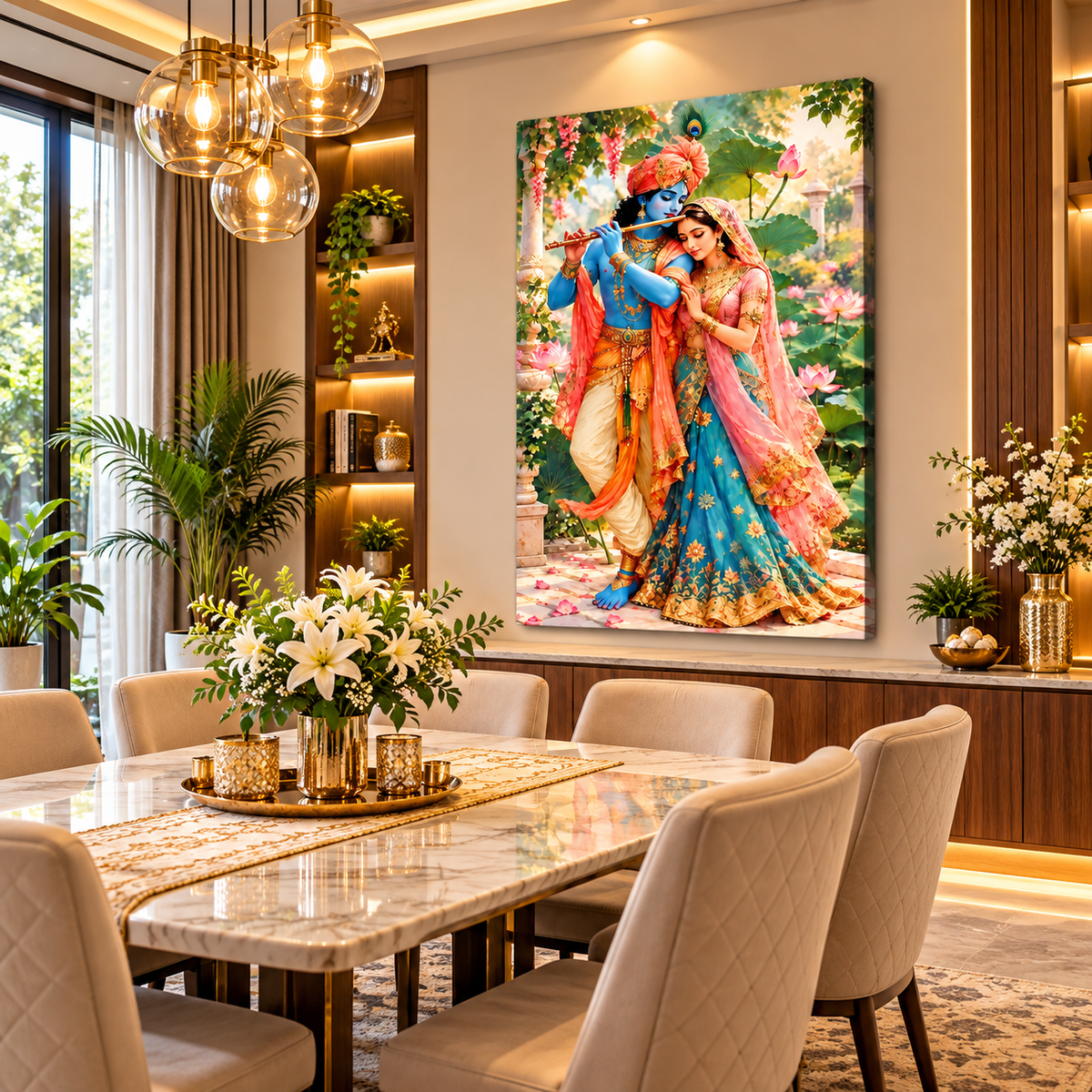Radha Krishna Canvas Wall Painting for Home & Office Decor | Traditional Krishna Wall Art