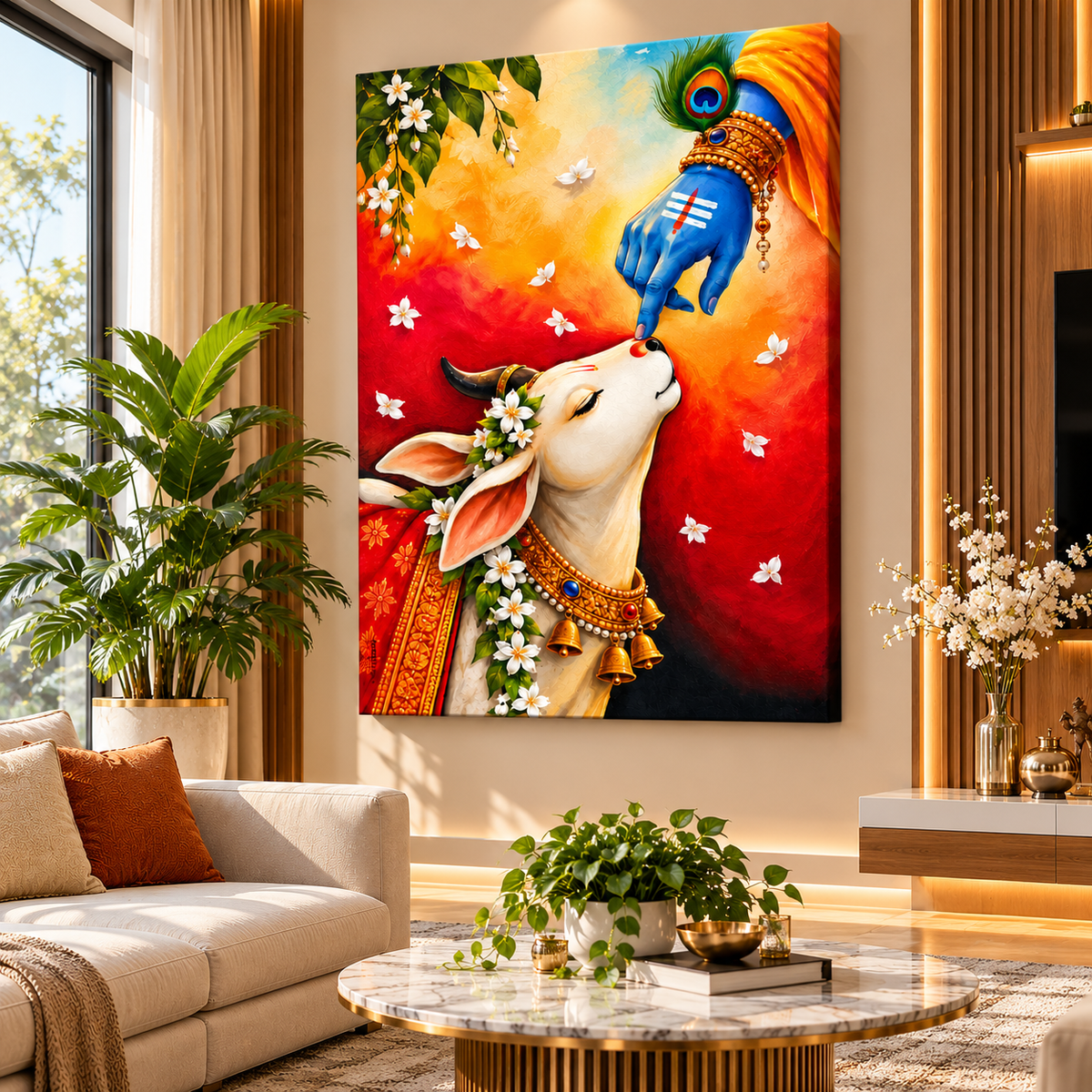 Nandi Shiva Canvas Wall Painting | Divine Religious Wall Art for Home, Pooja Room & Office Decor
