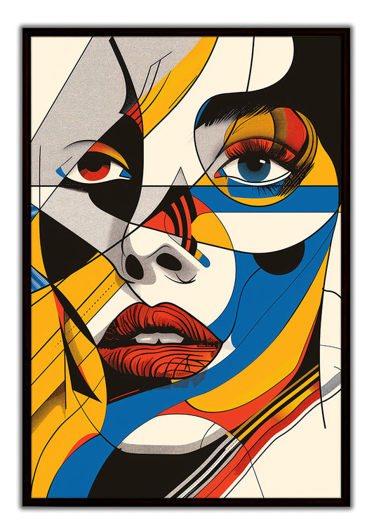 Modern Abstract Face Canvas Painting | Colorful Portrait Wall Art | Premium Framed Wall Decor for Living Room, Bedroom & Office