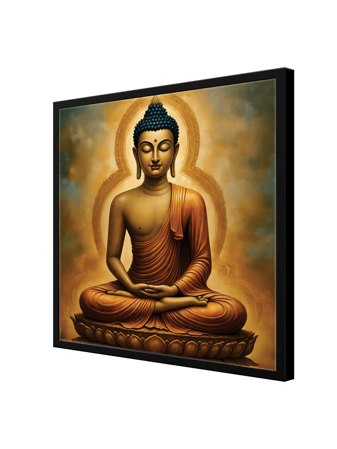 Flame of Wisdom in Quiet Reflection Canvas Wall Art Black Frame Painting