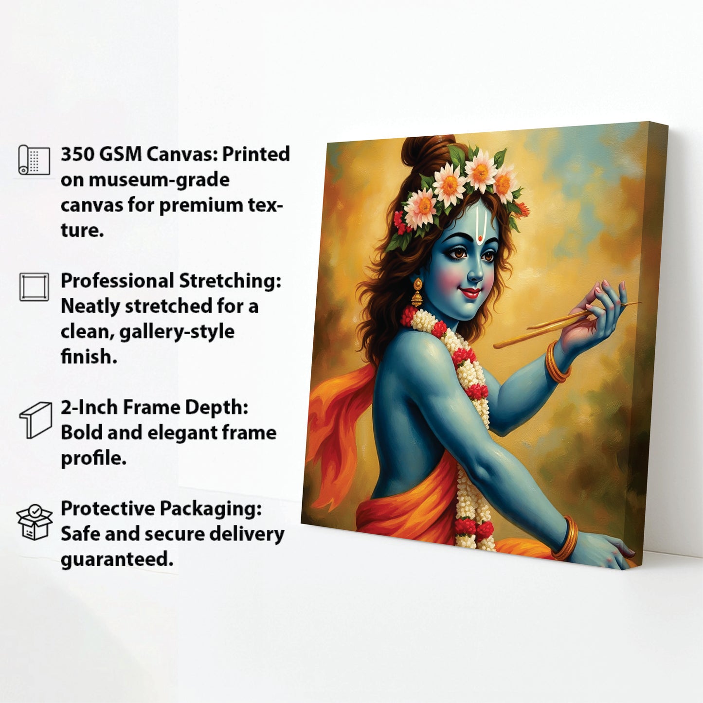 Radha Krishna Digital Canvas Stretched Frame Painting – Ethnic Wall Décor