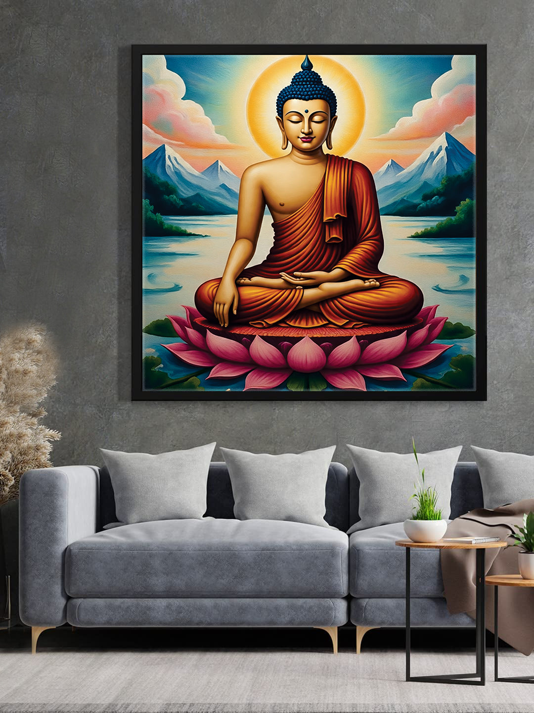 Flame of Truth — Illuminating Quiet Reflection Canvas Wall Art Black Frame Painting