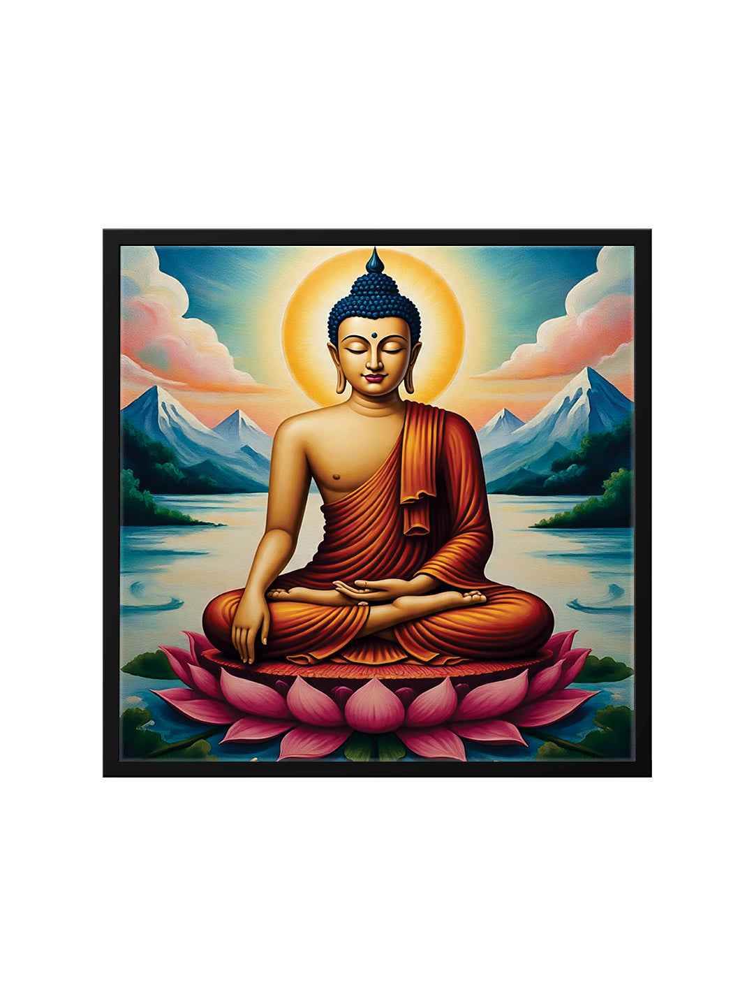 Flame of Truth — Illuminating Quiet Reflection Canvas Wall Art Black Frame Painting