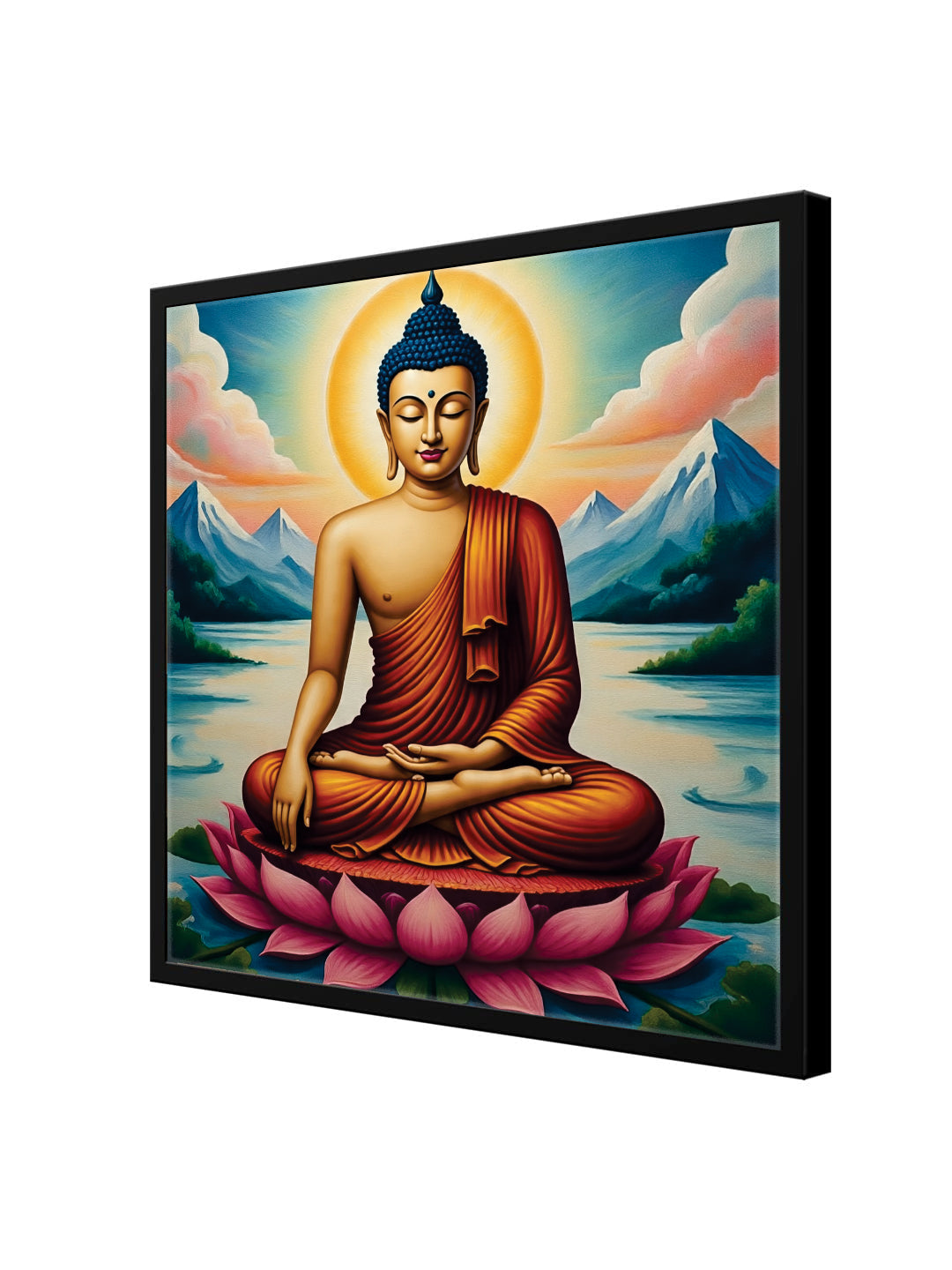 Flame of Truth — Illuminating Quiet Reflection Canvas Wall Art Black Frame Painting