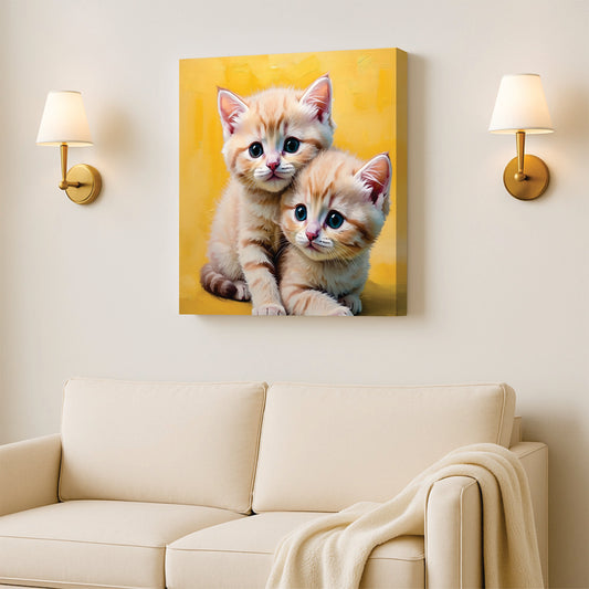 Best Friends Forever – Cats Duo Canvas  Wall Art Stretched Frame Painting