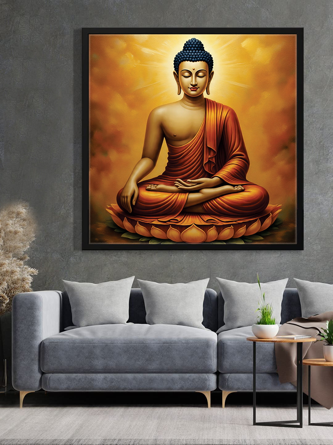 Embers of Awakening — The Silent Flame of Insight Canvas Wall Art Black Frame Painting