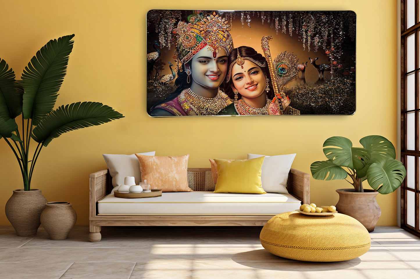 Radha Krishna Crystal Wall Art Painting In Big Size