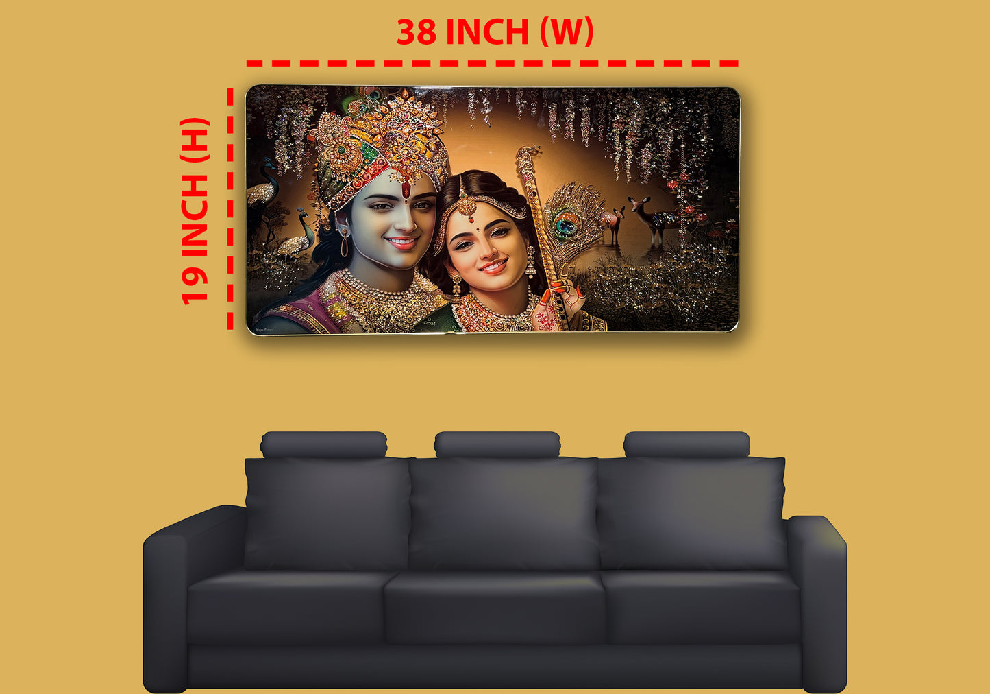 Radha Krishna Crystal Wall Art Painting In Big Size