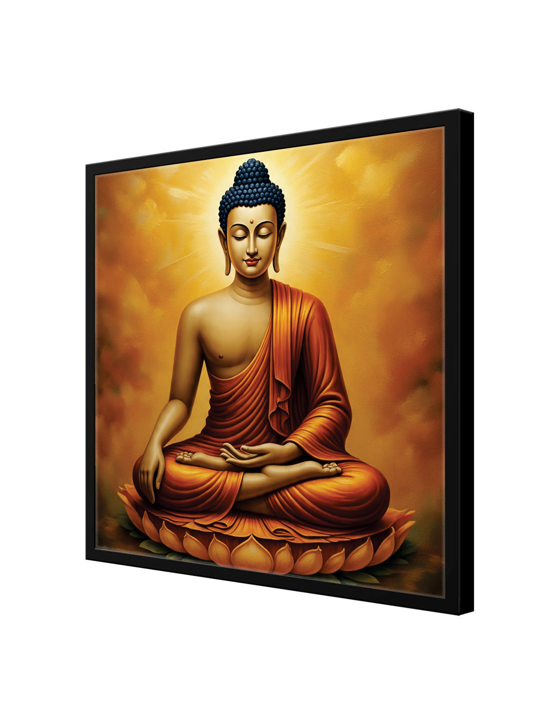 Embers of Awakening — The Silent Flame of Insight Canvas Wall Art Black Frame Painting
