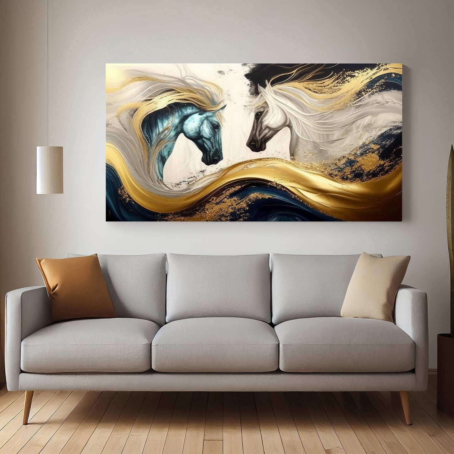 Imagine Two Horse Premium Canvas Wall Painting