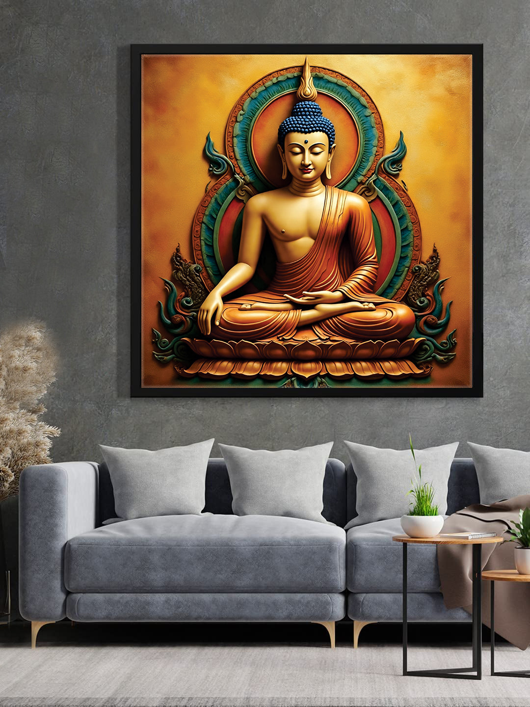 Quiet Ember — Serenity in Illumination Canvas Wall Art Black Frame Painting