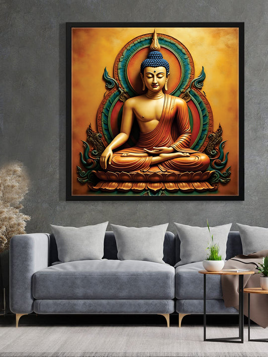 Quiet Ember — Serenity in Illumination Canvas Wall Art Black Frame Painting