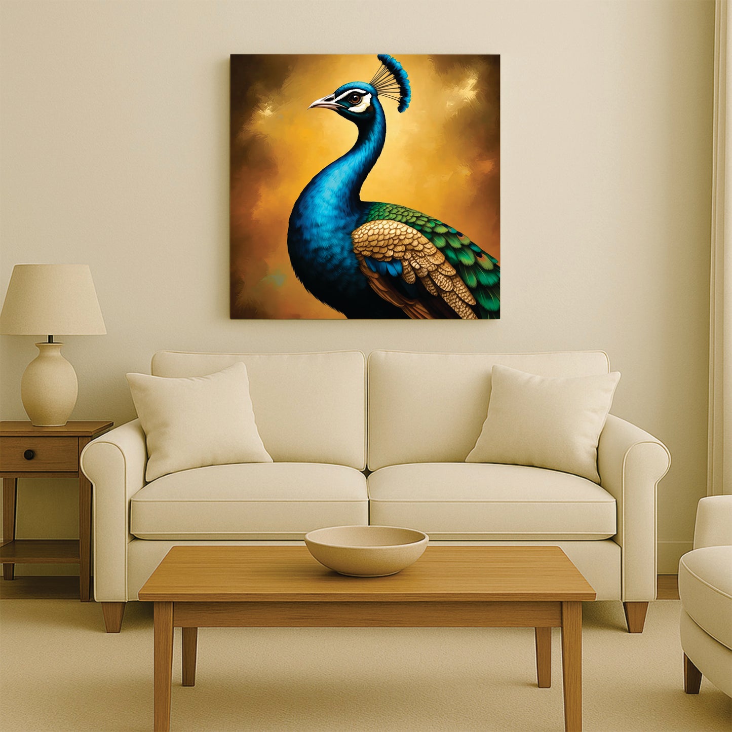 Prosperity & Charm – Peacock Canvas Art Canvas Wall Art Stretched Frame Painting
