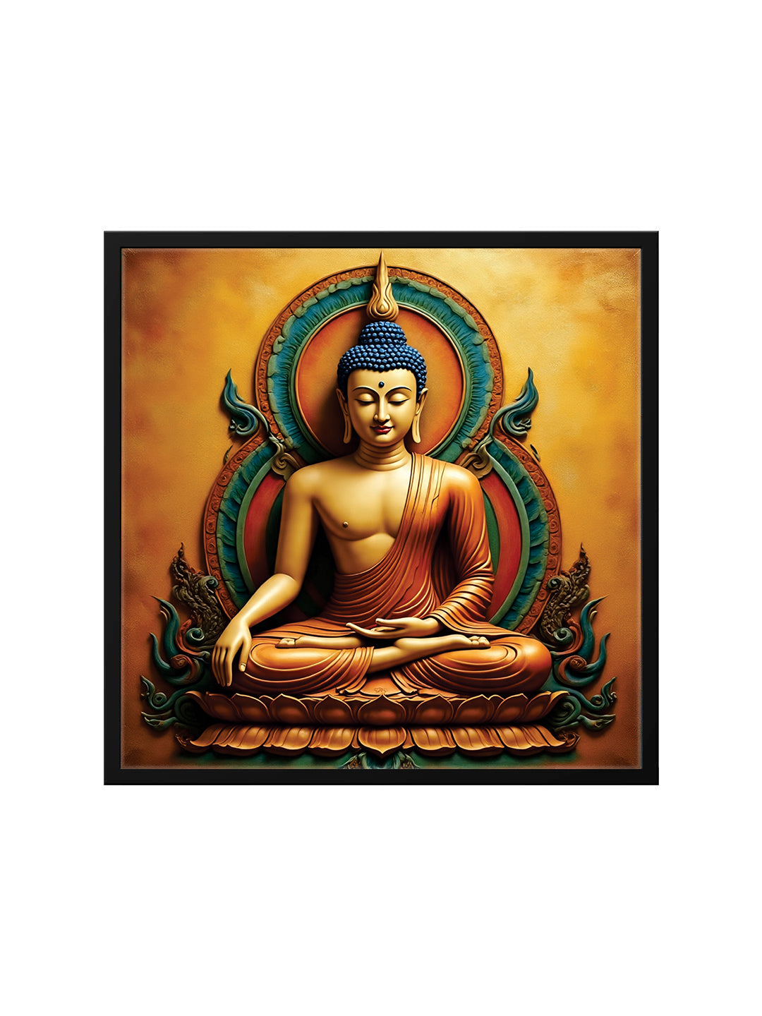 Quiet Ember — Serenity in Illumination Canvas Wall Art Black Frame Painting