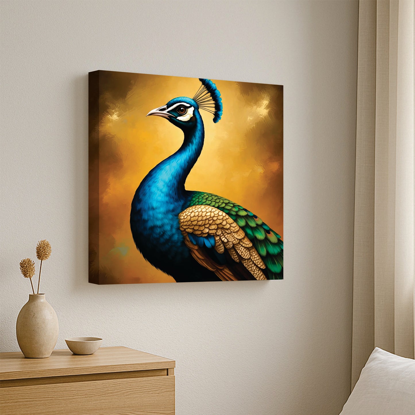 Prosperity & Charm – Peacock Canvas Art Canvas Wall Art Stretched Frame Painting