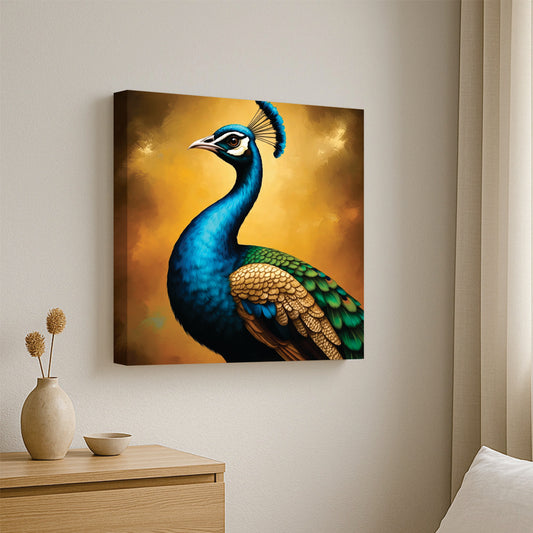 Prosperity & Charm – Peacock Canvas Art Canvas Wall Art Stretched Frame Painting