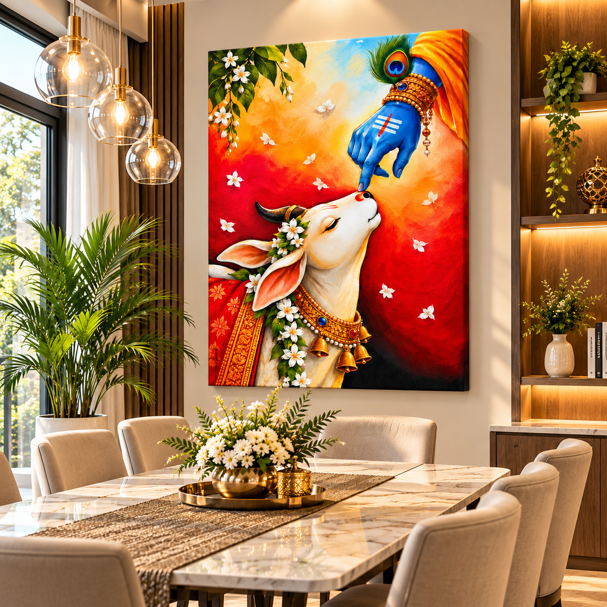 Nandi Shiva Canvas Wall Painting | Divine Religious Wall Art for Home, Pooja Room & Office Decor