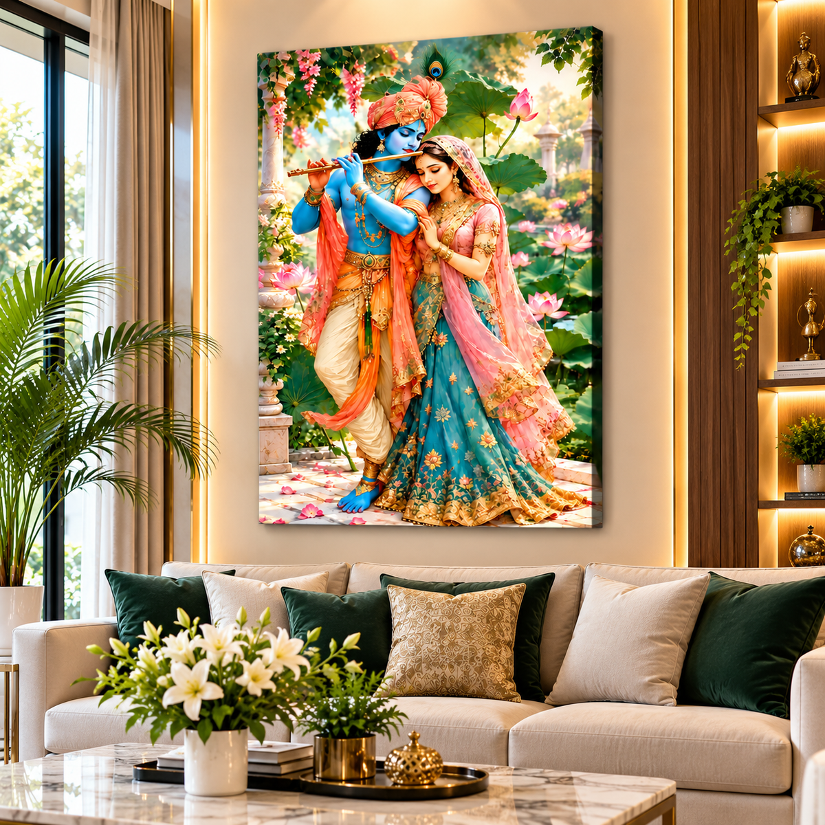Radha Krishna Canvas Wall Painting for Home & Office Decor | Traditional Krishna Wall Art