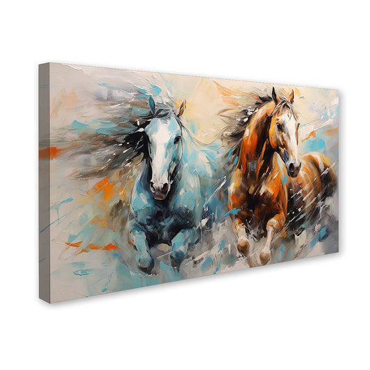 Colorful Horse Running Premium Canvas Wall Painting