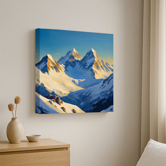 Serenity in the Peaks – Premium Mountain Canvas Wall Art Stretched Frame Painting