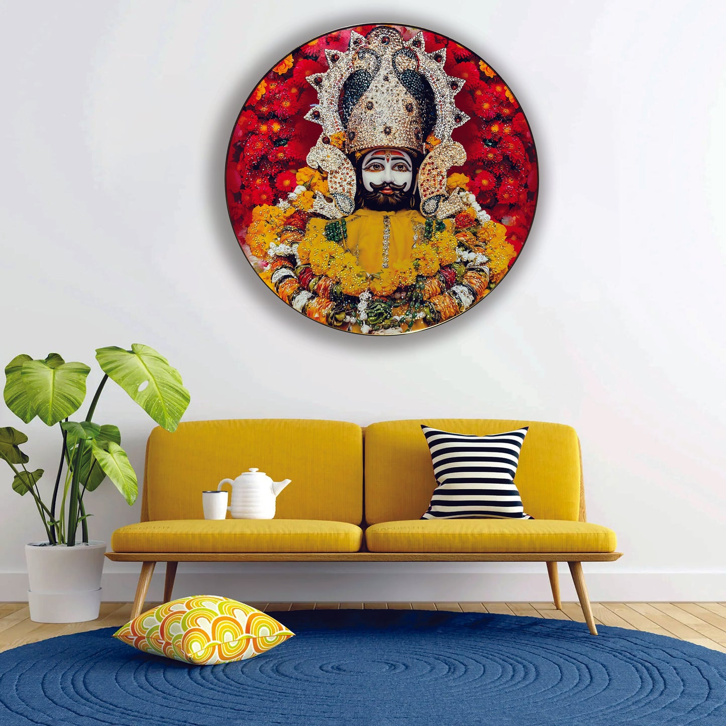 The Round Khatu Shyam Crystal Painting