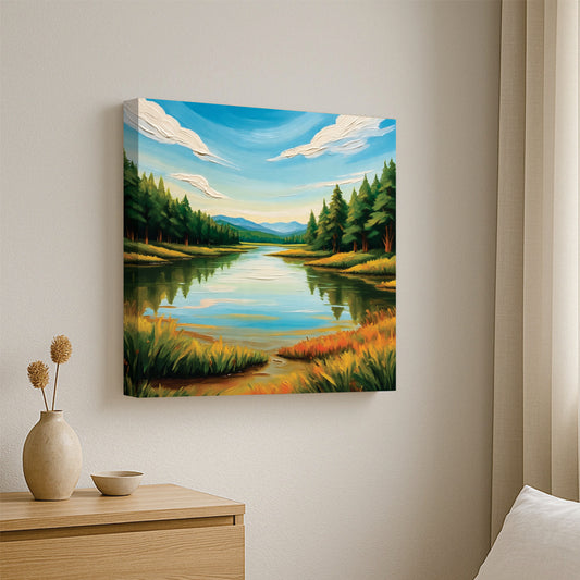 Breathtaking Nature Canvas Stretched Frame – Beauty of Green & Blue