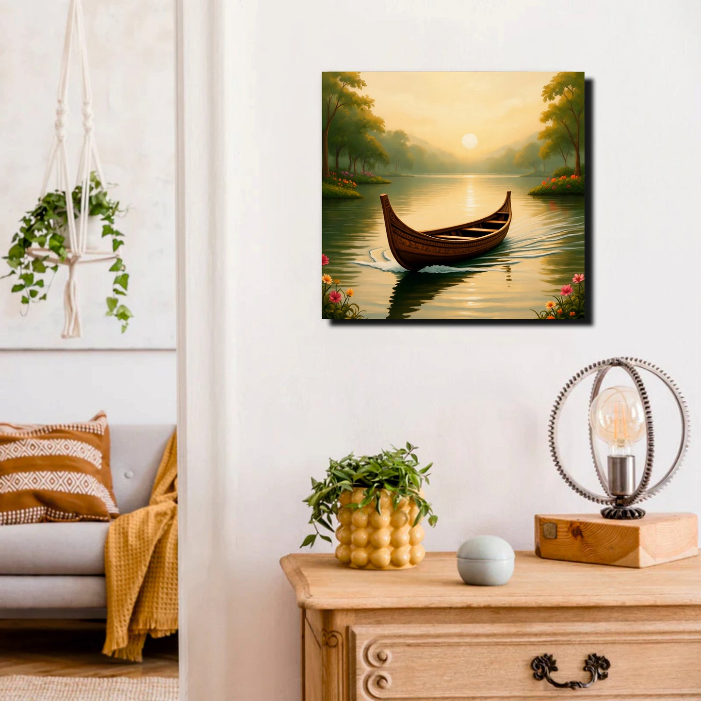 Where Dawn Meets Quiet Water—Serenity Awaits Canvas Wall Art Stretched Frame Painting