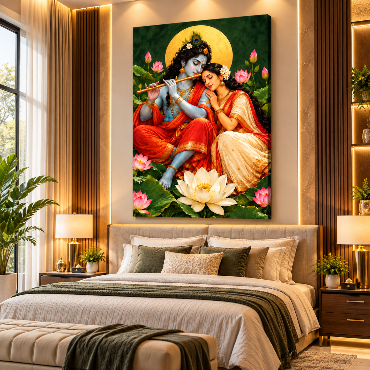 Radha Krishna Canvas Wall Painting | Divine Religious Wall Art for Home, Pooja Room & Office Decor