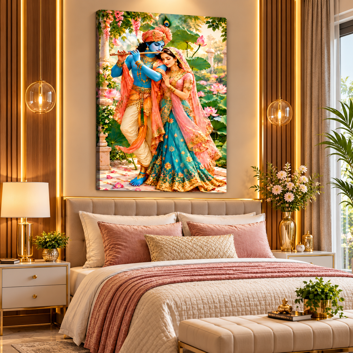 Radha Krishna Canvas Wall Painting for Home & Office Decor | Traditional Krishna Wall Art