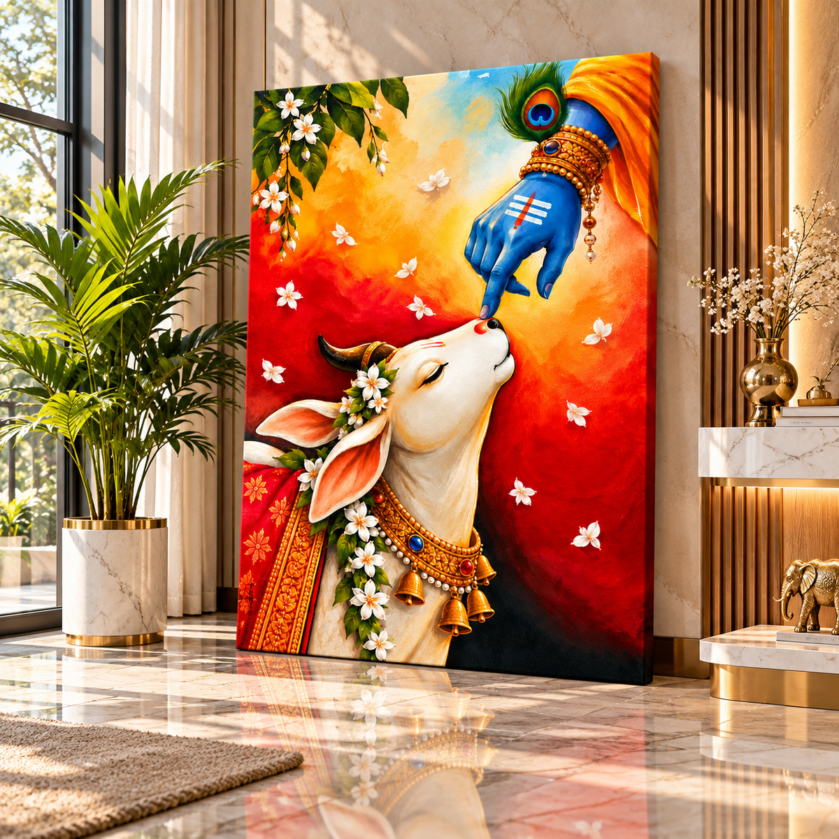 Nandi Shiva Canvas Wall Painting | Divine Religious Wall Art for Home, Pooja Room & Office Decor