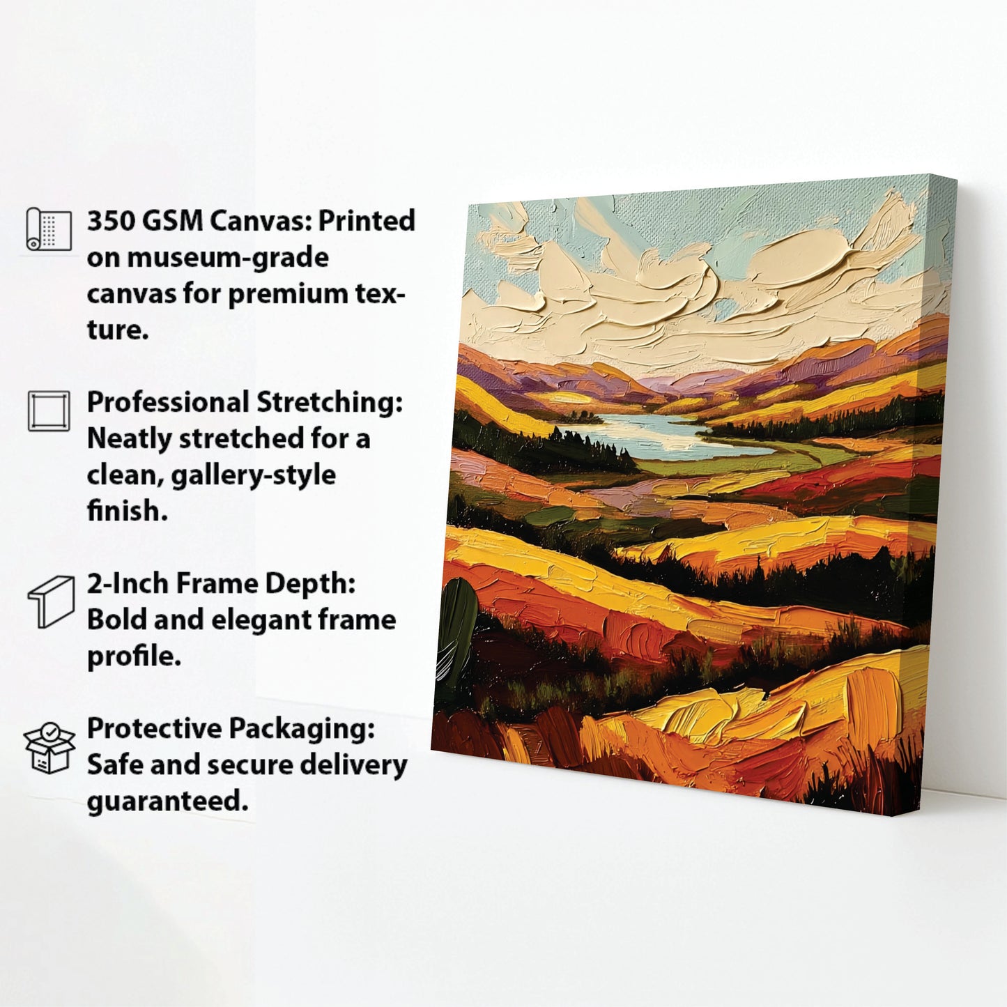 Sun-Kissed Mountain Canvas Stretched Frame Art – Bright & Lively Wall Décor