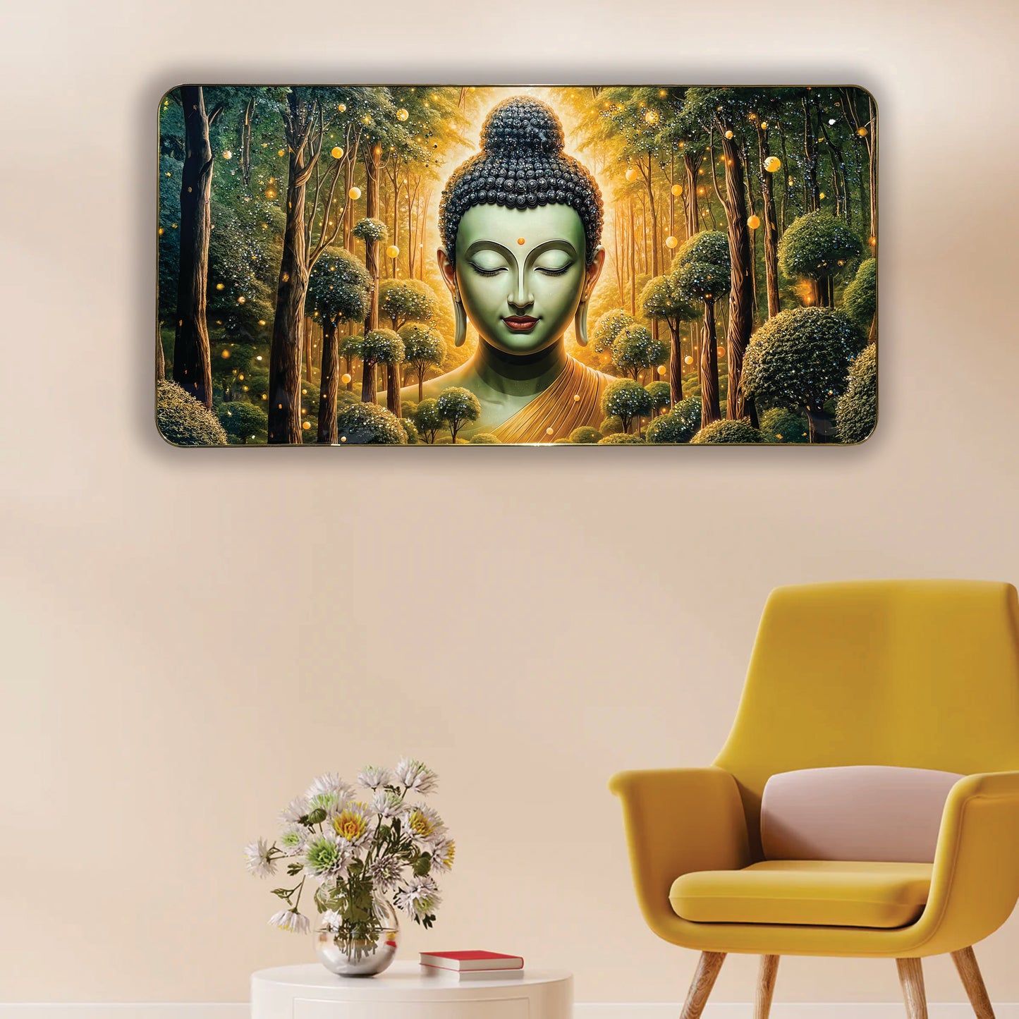 Lord Buddha Crystal Embossed Wall Art Painting