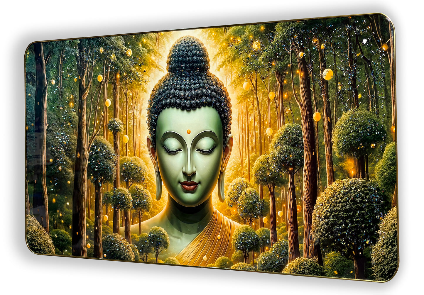 Lord Buddha Crystal Embossed Wall Art Painting