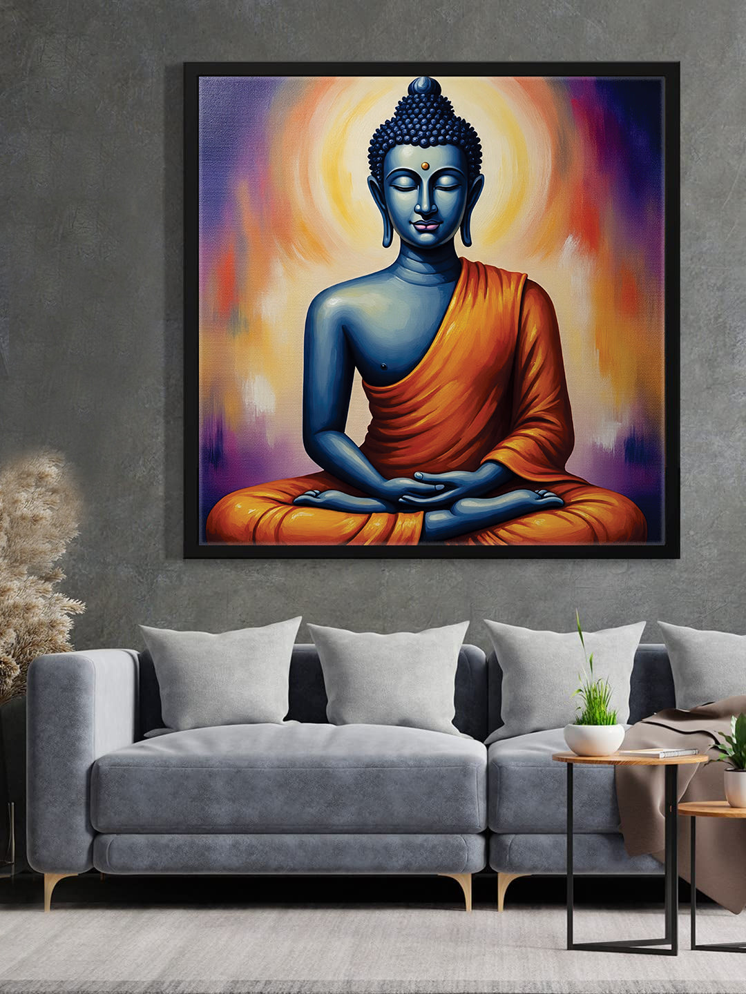 Flame of Insight in the Silent Mind Canvas Wall Art Black Frame Painting