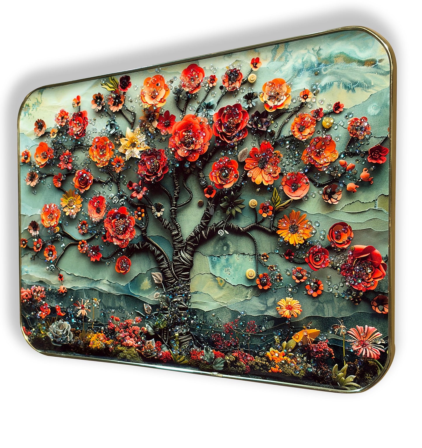 3D Flower Crystal wall Art