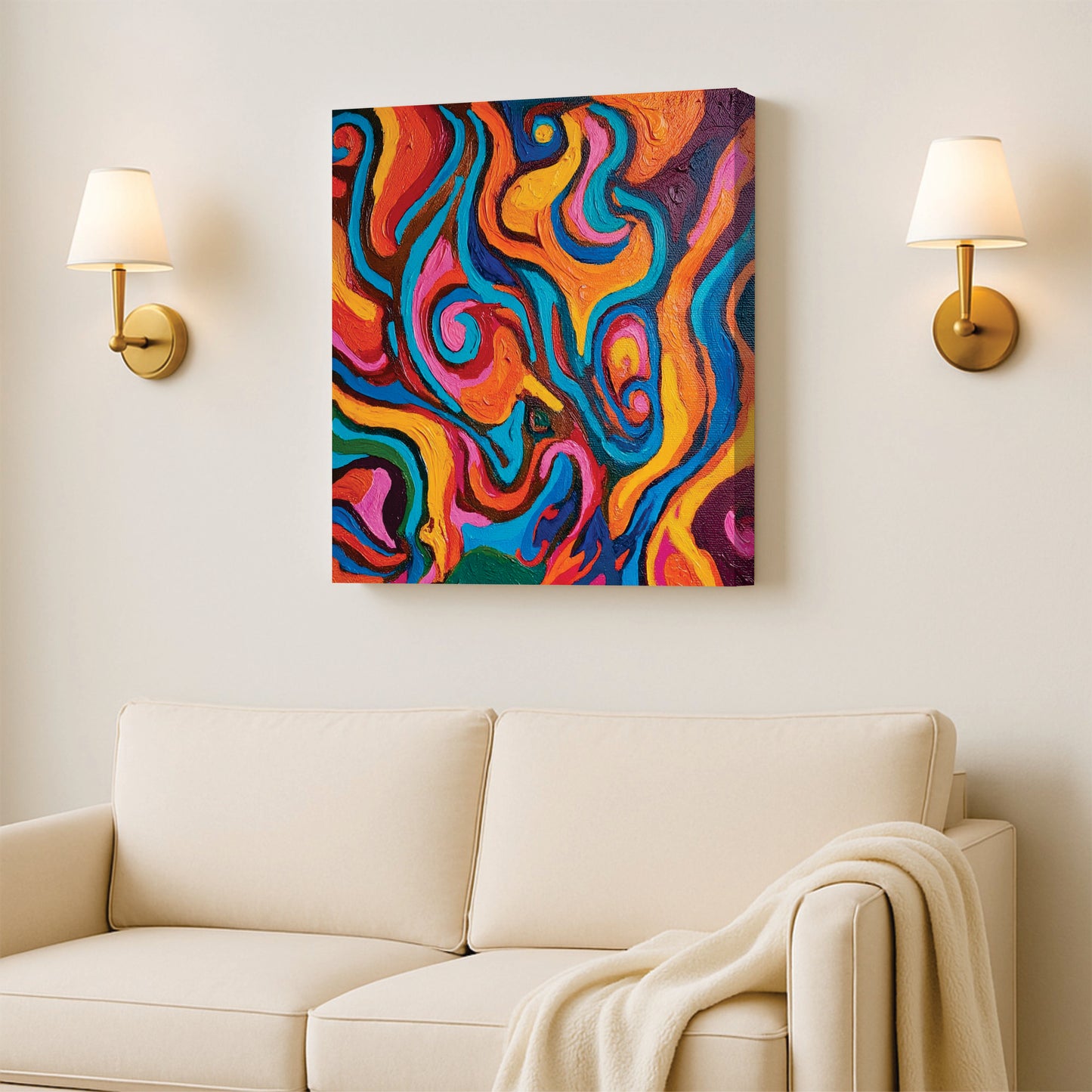 Sleek Abstract Canvas Wall Art Stretched Frame – Perfect for Living Rooms & Offices