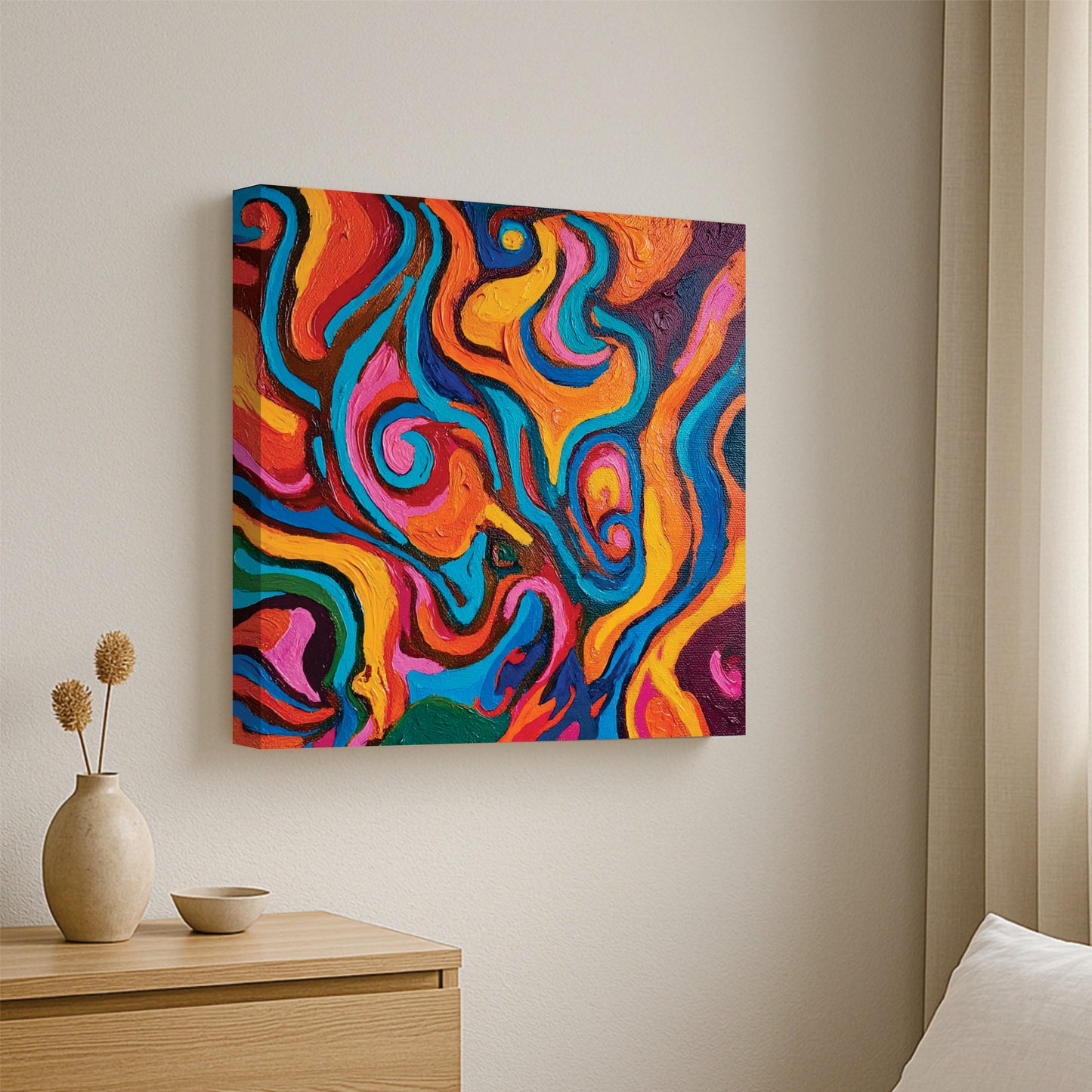 Sleek Abstract Canvas Wall Art Stretched Frame – Perfect for Living Rooms & Offices